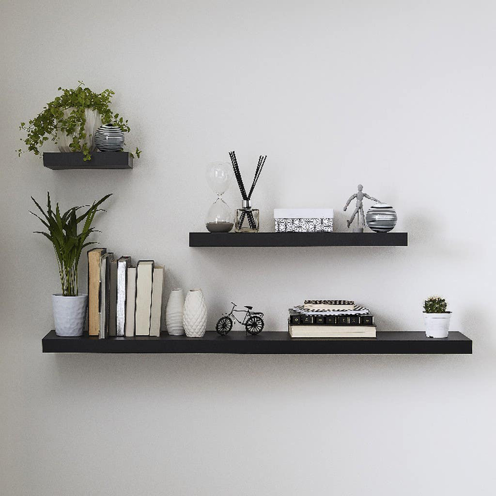Polita GOODHOME Cusko, melamina, 118 x 23.5 x 3.8 cm, negru
