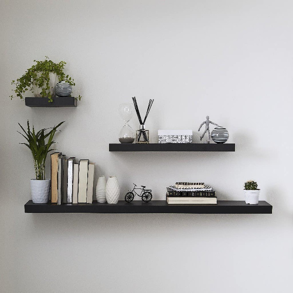 Polita GOODHOME Cusko, melamina, 23.5 x 60 x 3.8 cm, negru