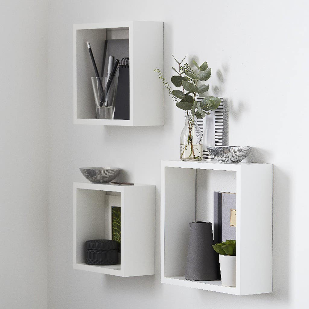 Raft suspendat GOODHOME Deco Rigga, MDF, 3 bucati, alb