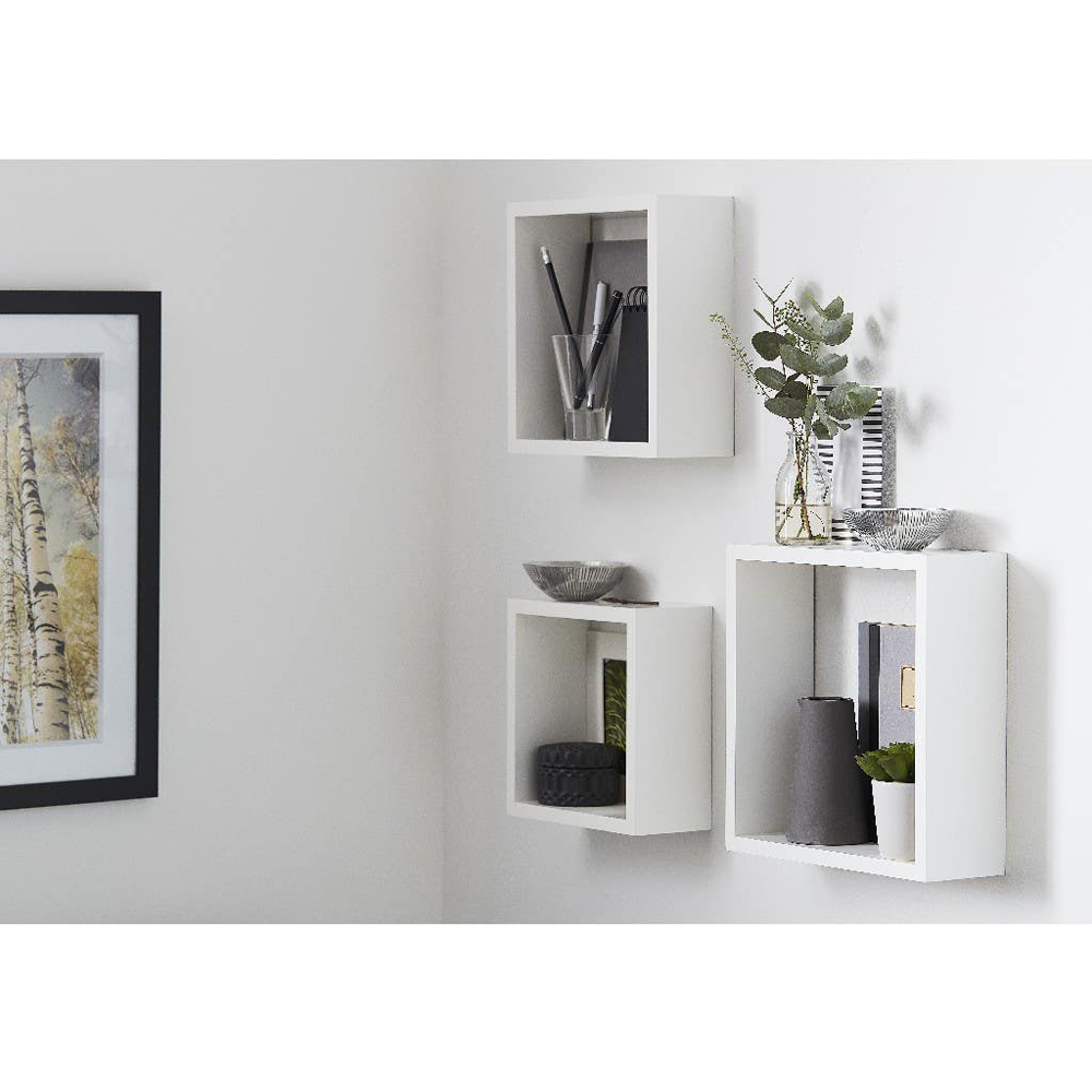 Raft suspendat GOODHOME Deco Rigga, MDF, 3 bucati, alb