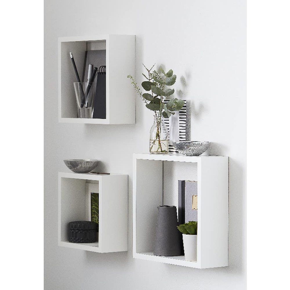 Raft suspendat GOODHOME Deco Rigga, MDF, 3 bucati, alb