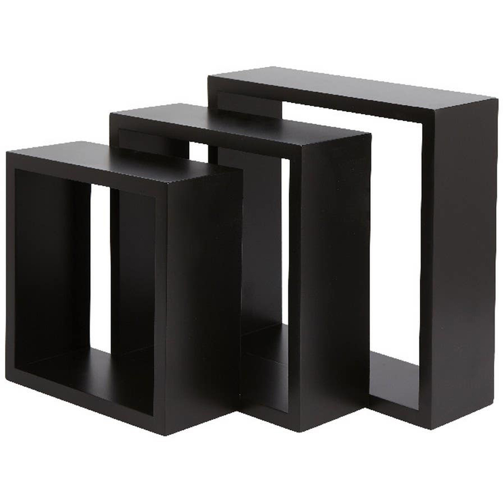 Raft suspendat GOODHOME Deco Rigga, MDF, 3 bucati, negru