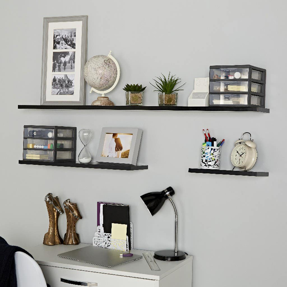 Polita GOODHOME Rigga, melamina, 60 x 19 x 1.8 cm, negru