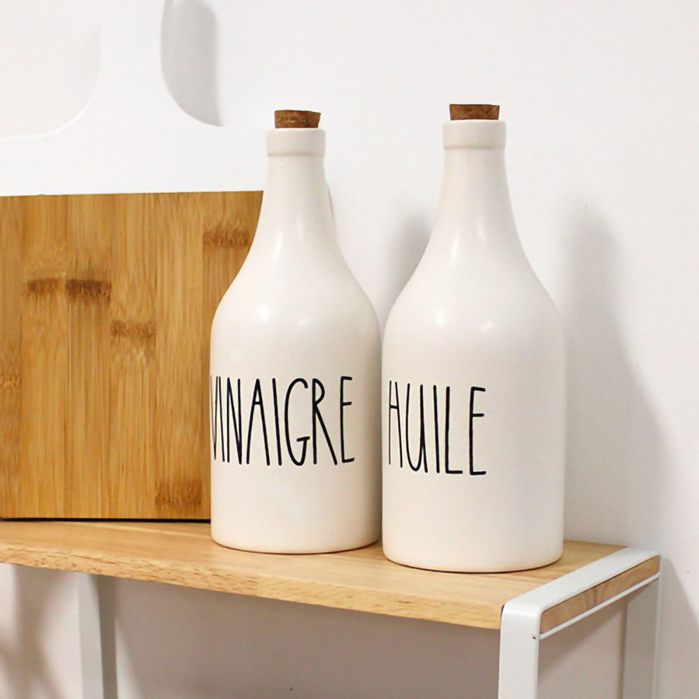 Sticla pentru ulei FRANDIS 041070, ceramica, 500 ml, alb
