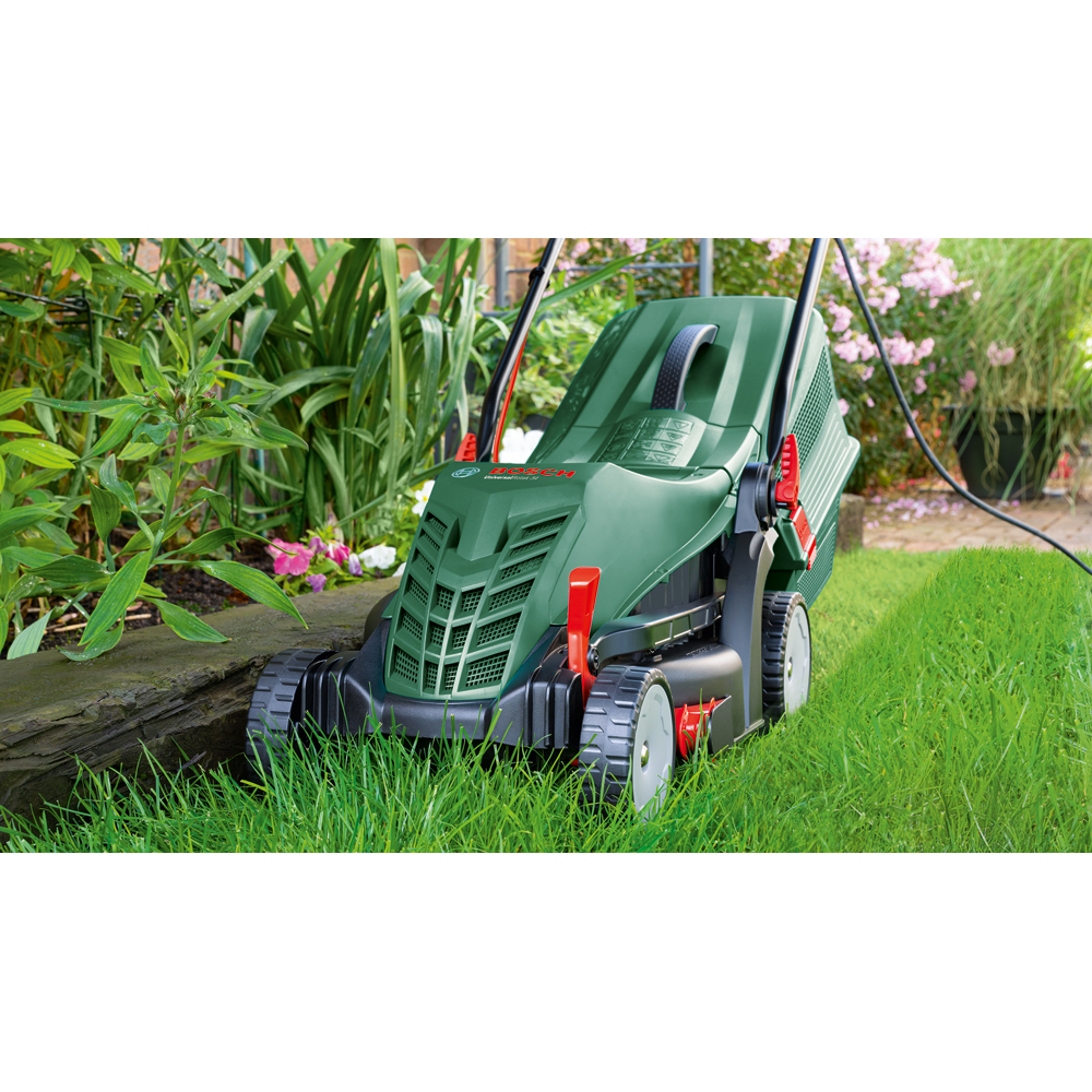 Masina de tuns iarba BOSCH UniversalRotak 34-405, Electrica, 1300W, latime taiere 34 cm, cos 40L, verde