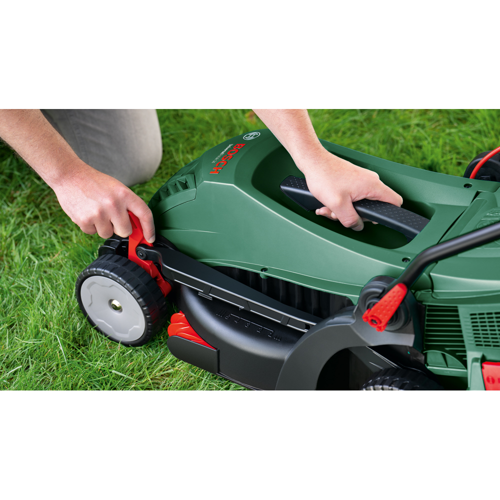 Masina de tuns iarba BOSCH UniversalRotak 34-405, Electrica, 1300W, latime taiere 34 cm, cos 40L, verde