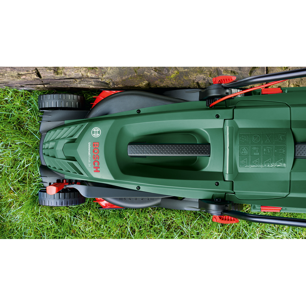 Masina de tuns iarba BOSCH UniversalRotak 34-405, Electrica, 1300W, latime taiere 34 cm, cos 40L, verde