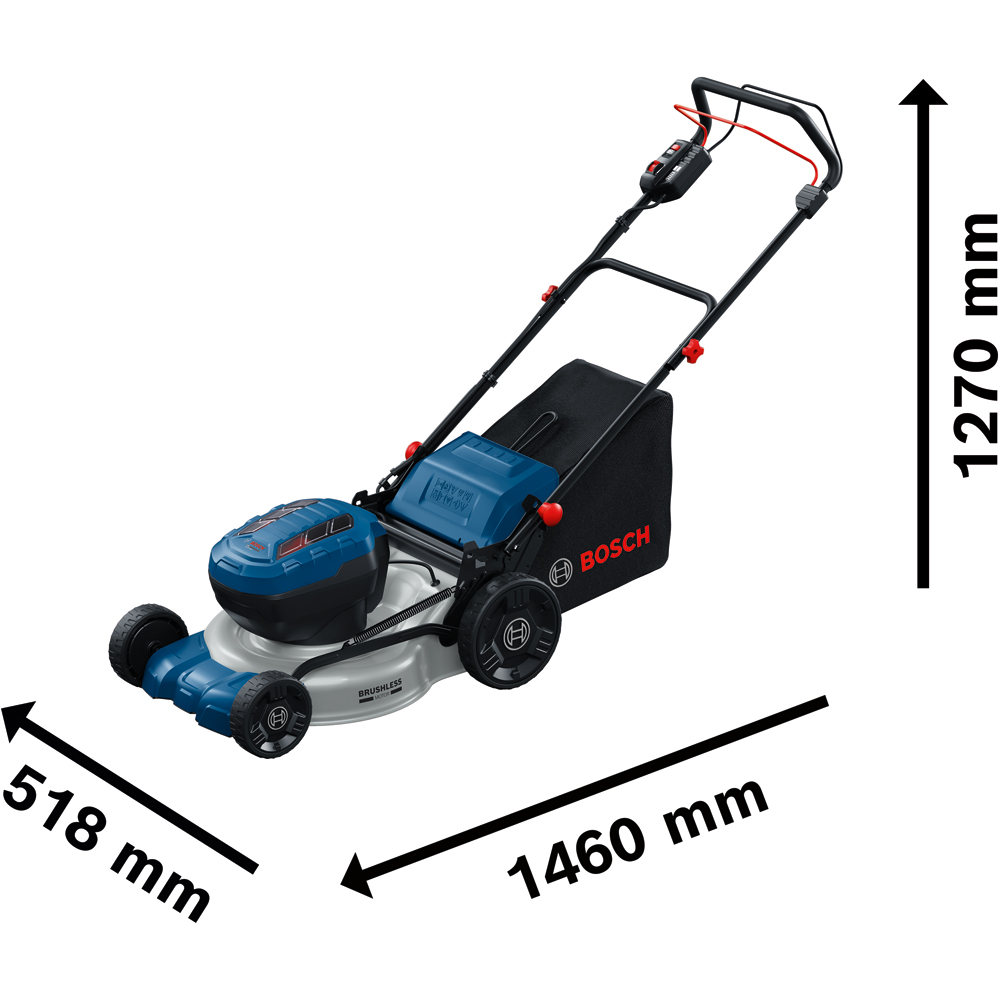 Masina de tuns iarba pe acumulator BOSCH PROFESSIONAL GRA 18V2-46, Electrica, latime taiere 46 cm, cos 60L, albastru, fara acumulator in incarcator