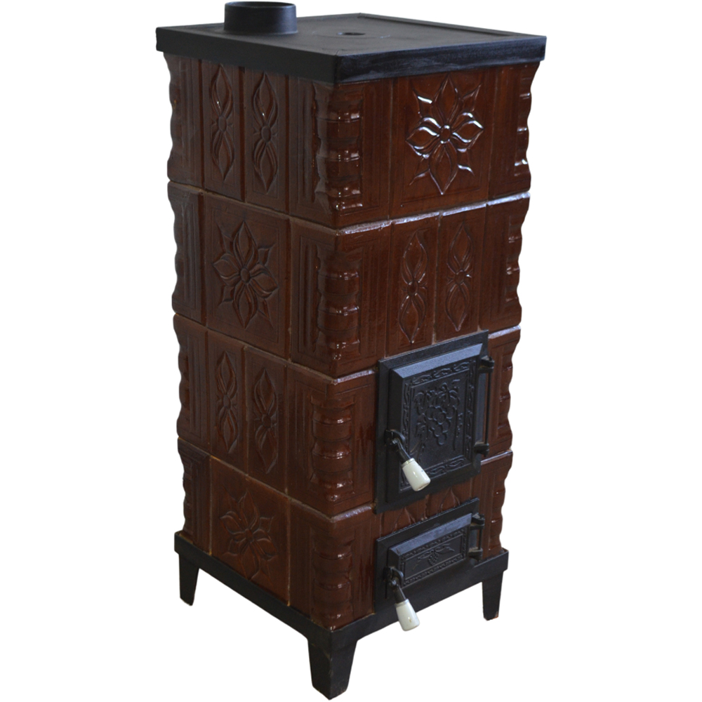 Soba teracota Chiara, 4 randuri + plita, 8kW, 45 x 45 x 120 cm, maro