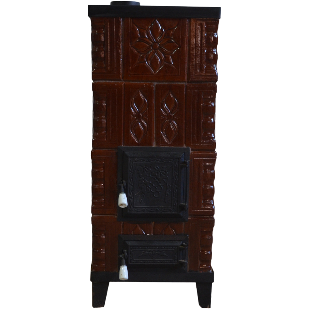 Soba teracota Chiara, 4 randuri + plita, 8kW, 45 x 45 x 120 cm, maro