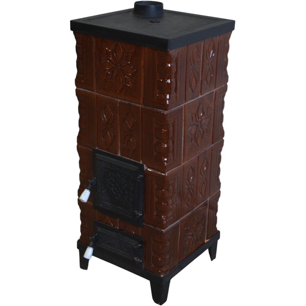 Soba teracota Chiara, 4 randuri + plita, 8kW, 45 x 45 x 120 cm, maro