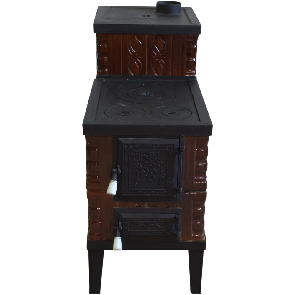 Soba teracota Masha, 3 randuri + 2 plite, 10 kW, 100 x 45 x 95 cm, maro