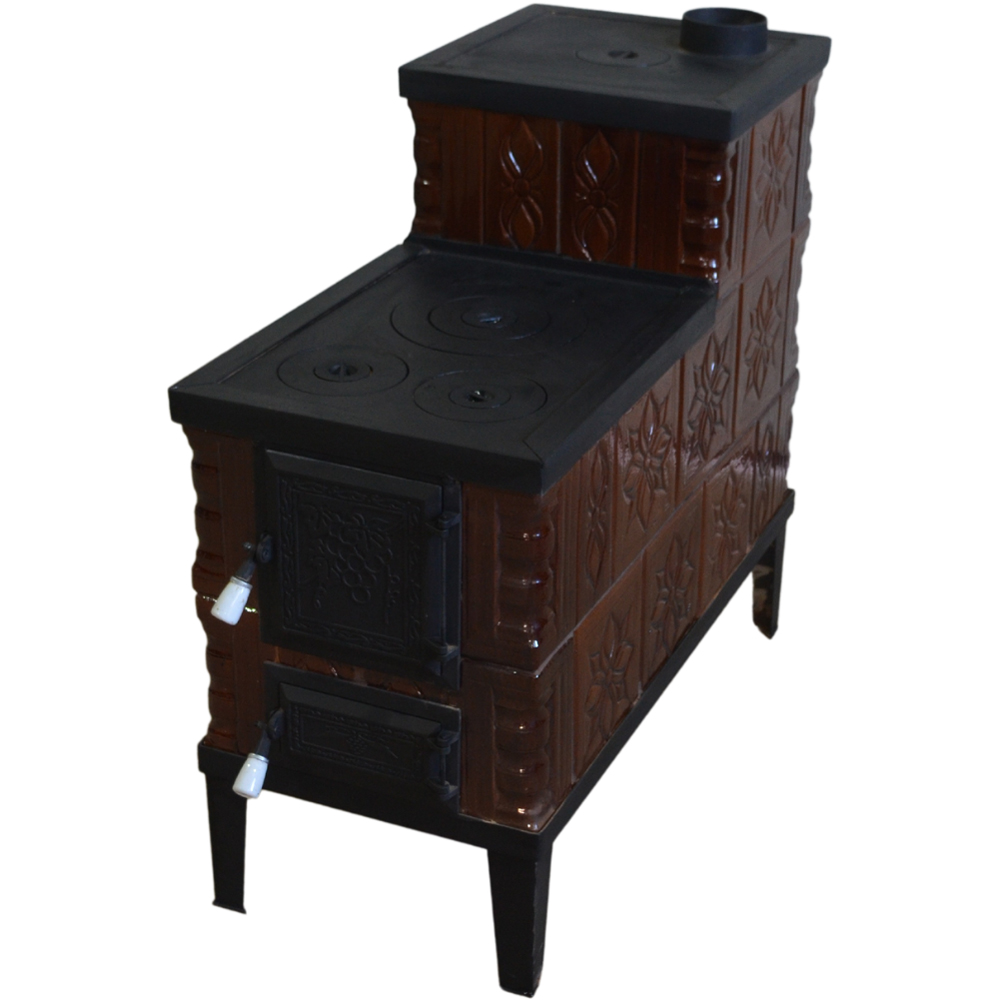 Soba teracota Masha, 3 randuri + 2 plite, 10 kW, 100 x 45 x 95 cm, maro