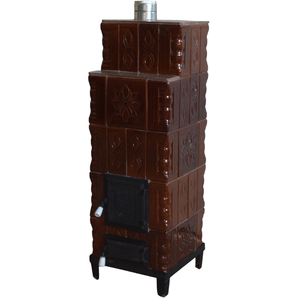 Soba teracota Zvetlana, 5 randuri, 9 kW, evacuare dreapta, 45 x 45 x 140 cm, maro