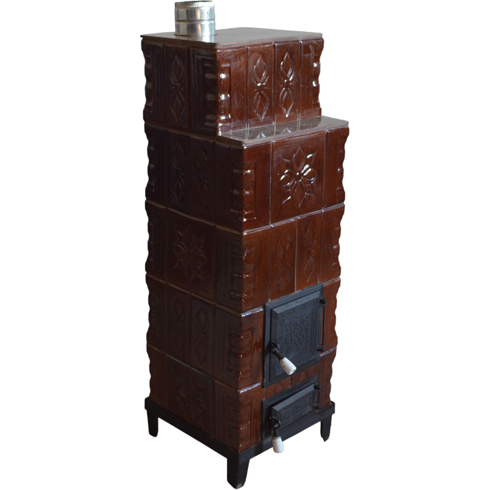 Soba teracota Zvetlana, 5 randuri, 9 kW, evacuare dreapta, 45 x 45 x 140 cm, maro