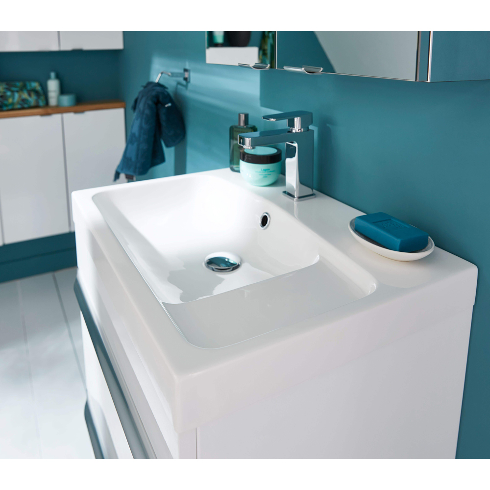Lavoar baie GOODHOME Mila, rasina, 60.4 x 45.2 cm, alb lucios