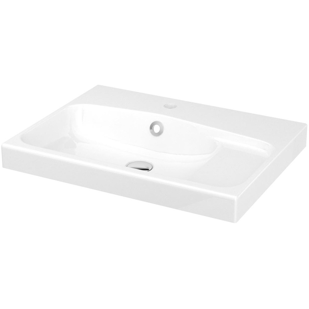 Lavoar baie GOODHOME Mila, rasina, 60.4 x 45.2 cm, alb lucios