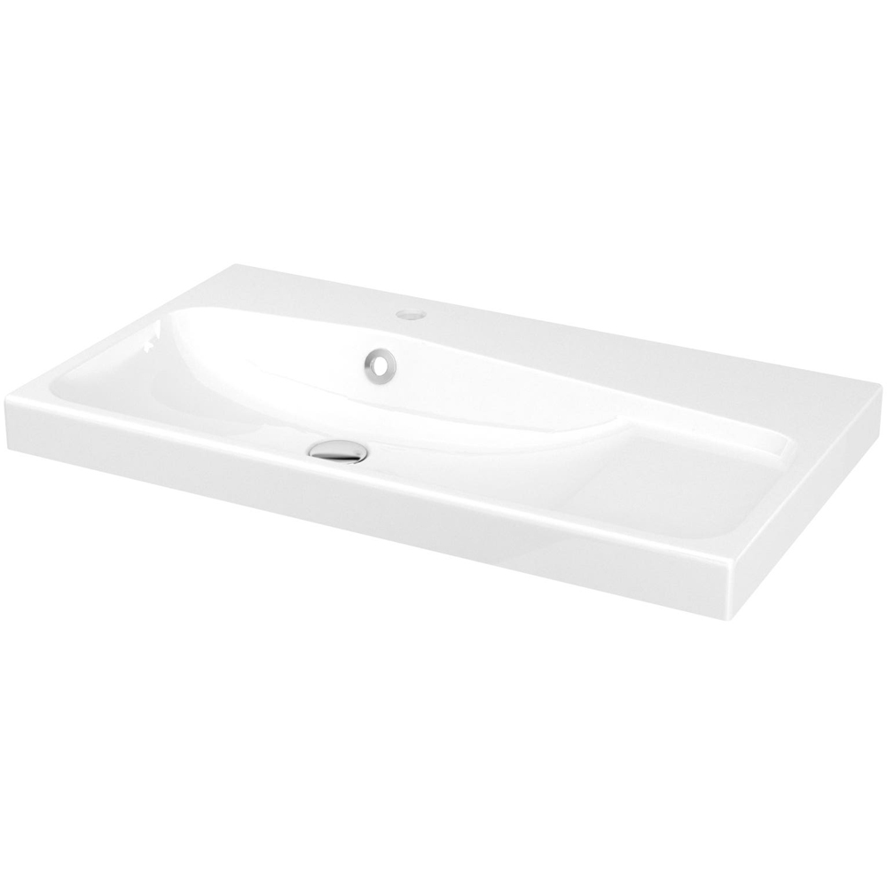Lavoar baie GOODHOME Mila, rasina, 80.4 x 45.2 cm, alb lucios