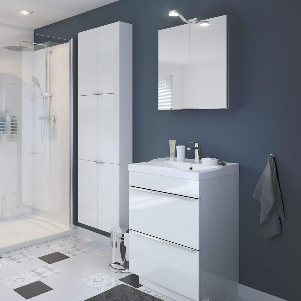 Lavoar baie GOODHOME Lana, ceramica, 61.4 x 45.5 cm, alb lucios