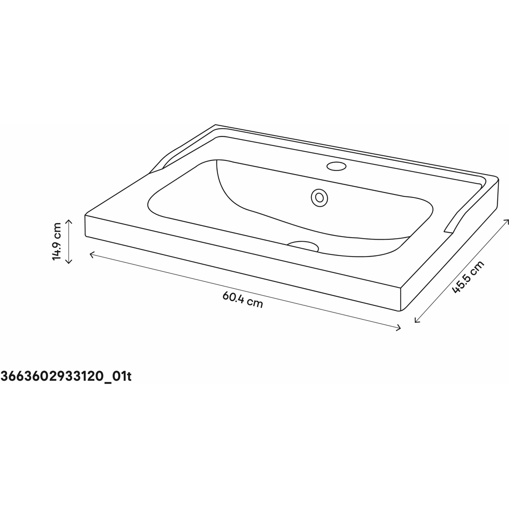 Lavoar baie GOODHOME Lana, ceramica, 61.4 x 45.5 cm, alb lucios