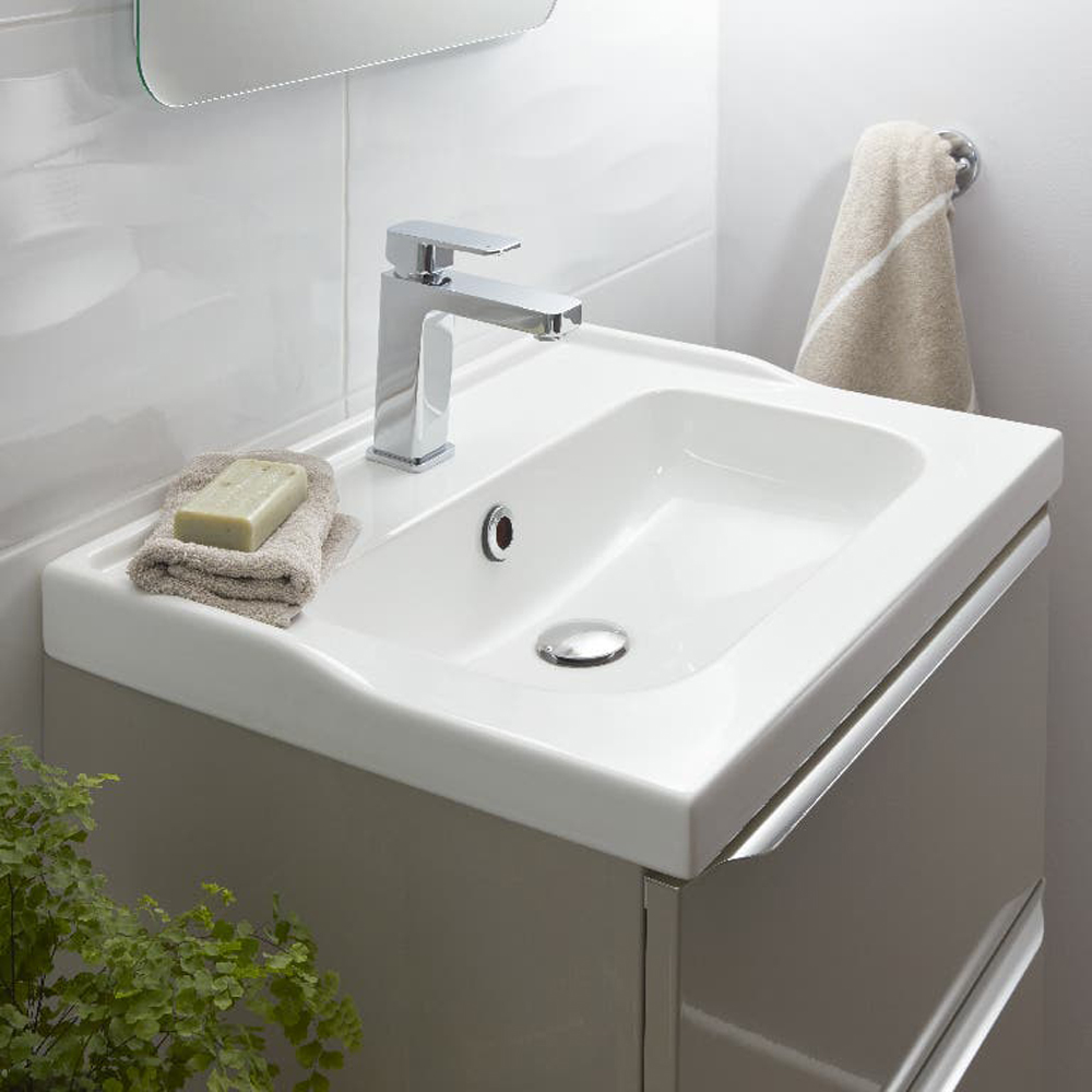 Lavoar baie GOODHOME Lana, ceramica, 61.4 x 45.5 cm, alb lucios
