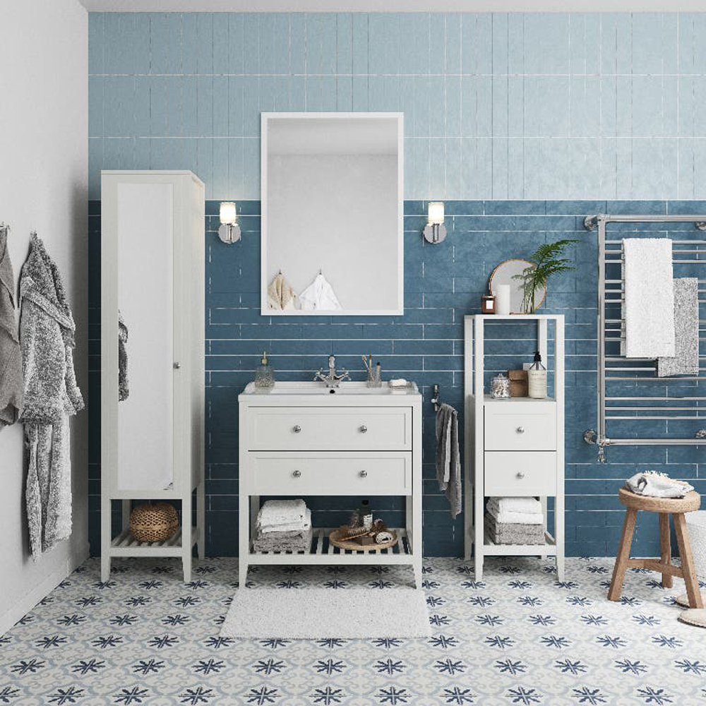 Lavoar baie GOODHOME Lana, ceramica, 81.4 x 46 cm, alb lucios