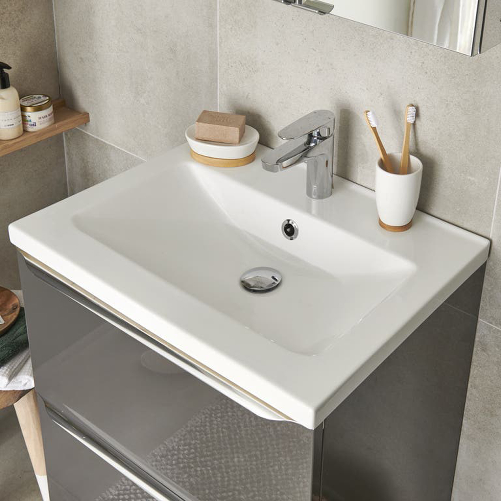 Lavoar baie GOODHOME Nira, ceramica, 61.4 x 45.5 cm, alb lucios