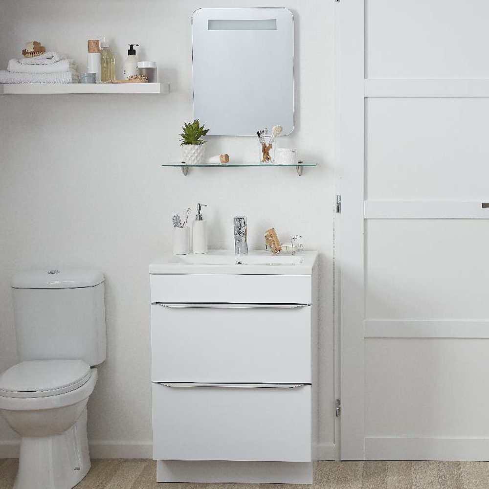 Lavoar baie GOODHOME Nira, ceramica, 61.4 x 45.5 cm, alb lucios