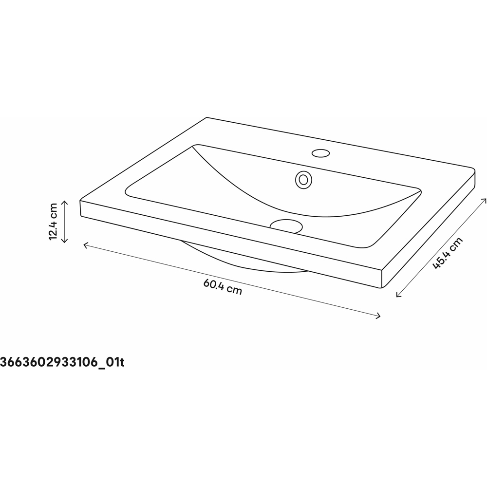 Lavoar baie GOODHOME Nira, ceramica, 61.4 x 45.5 cm, alb lucios