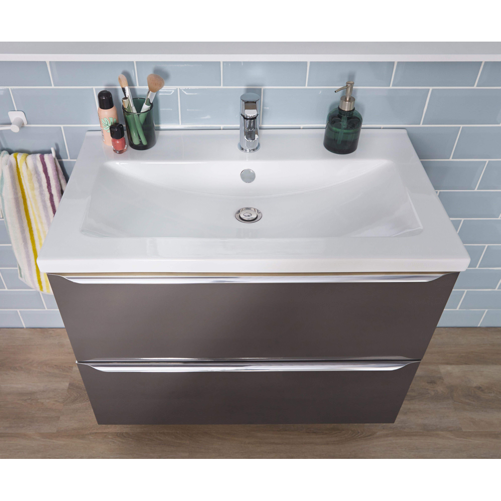 Lavoar baie GOODHOME Nira, ceramica, 80.4 x 45.5 cm, alb lucios