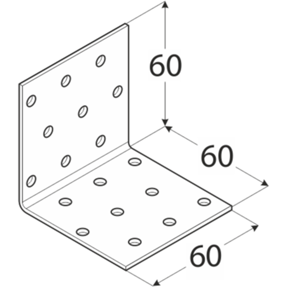 Coltar perforat DMX, 60 x 60 x 60 x 2 mm, otel