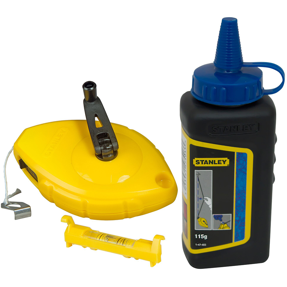 Kit sfoara de trasat STANLEY 0-47-443, 30m, creta albastra si nivela fir