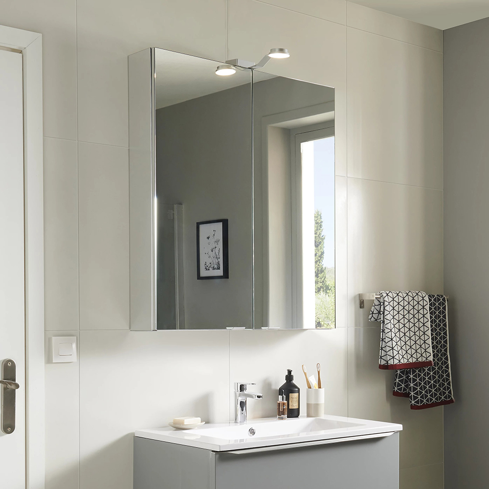 Dulap baie cu oglinda GOODHOME Imandra, 90 x 15 x 80 cm, alb