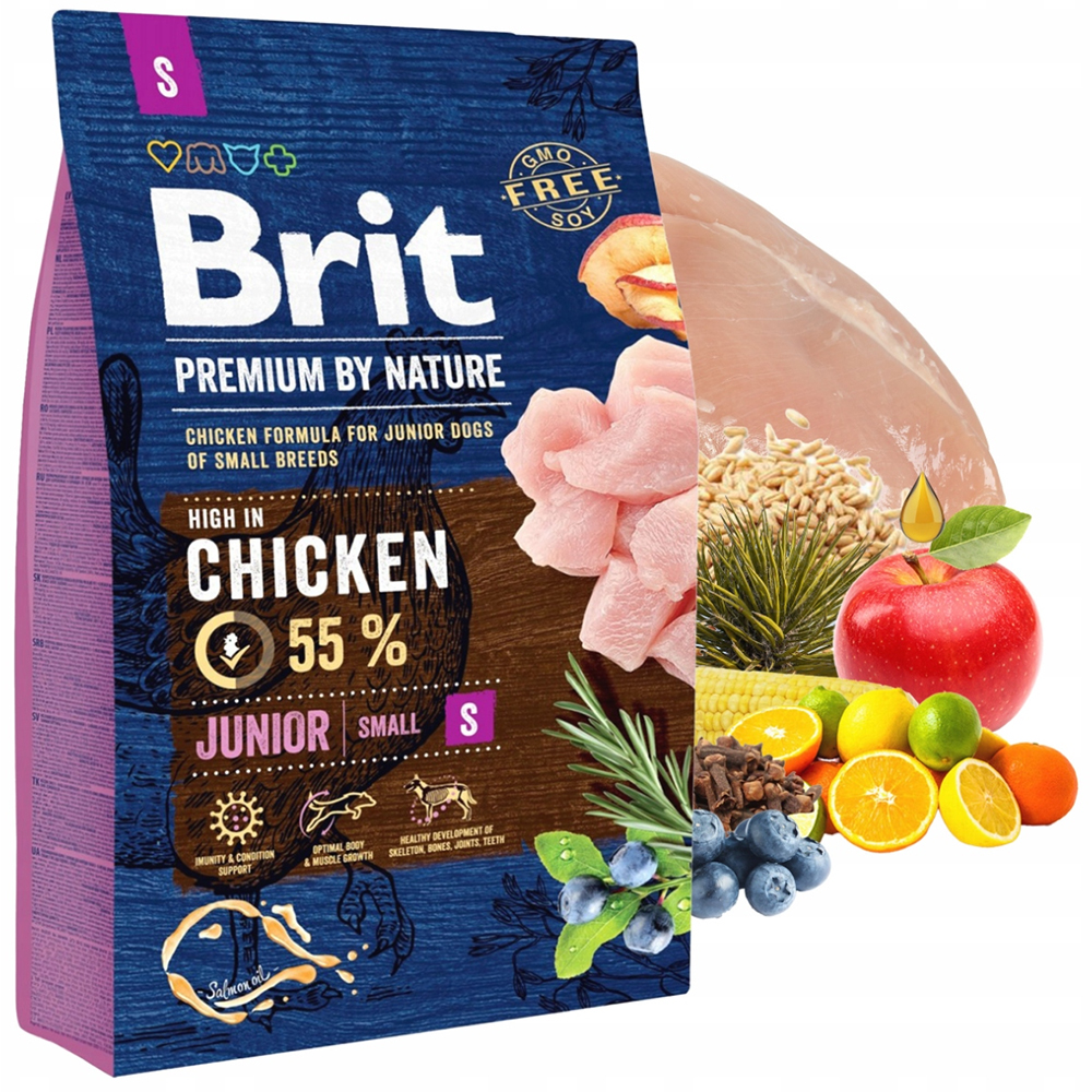 Hrana uscata pentru caini BRIT Premium by Nature Small, Junior, Pui, 3 kg