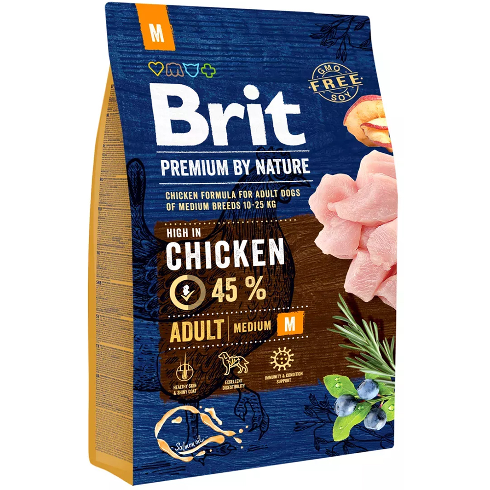Hrana uscata pentru caini BRIT Premium by Nature Medium, Adult, Pui, 3 kg