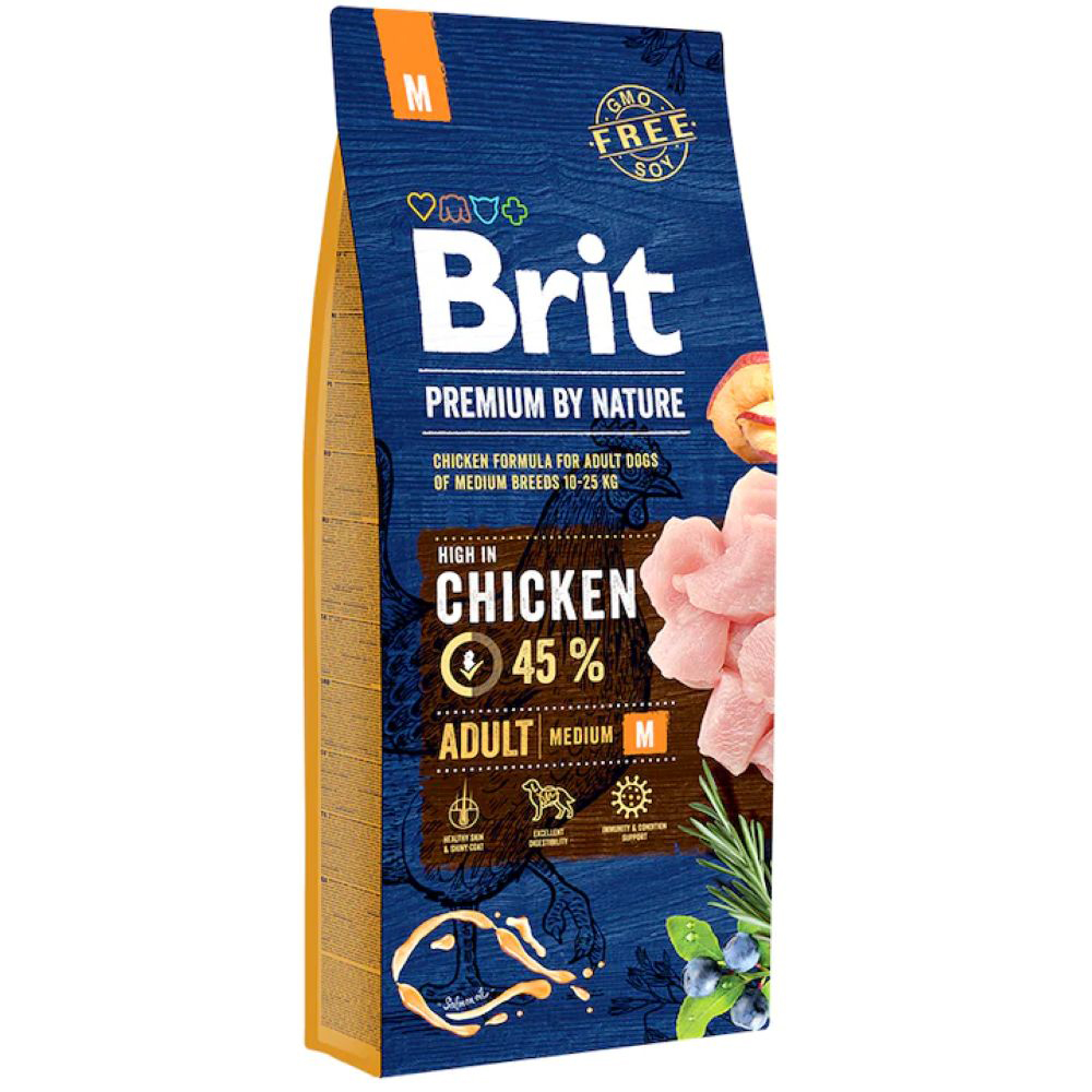 Hrana uscata pentru caini BRIT Premium by Nature Medium, Adult, Pui, 15 kg