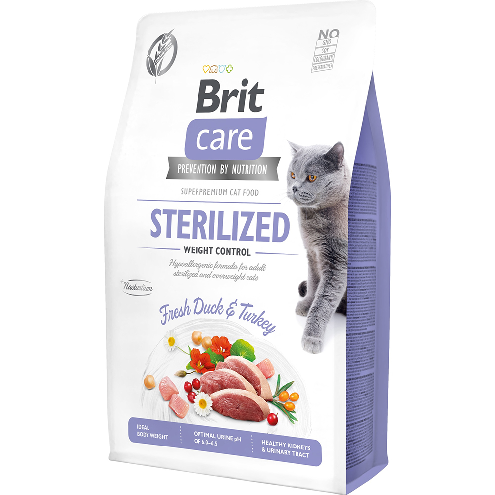 Hrana uscata pentru pisici BRIT CARE Sterilized Weight Control, Adult, Rata, 2 kg
