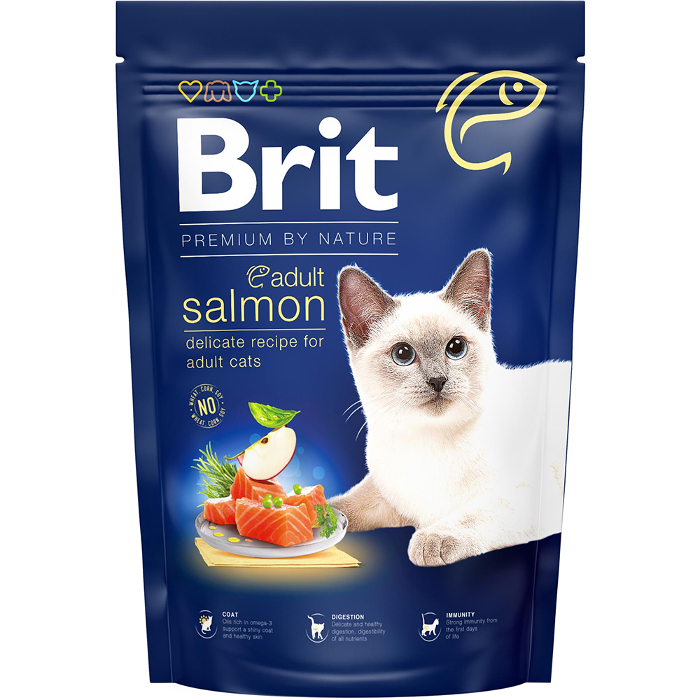 Hrana uscata pentru pisici BRIT Premium by Nature, Adult, Somon, 1.5 kg
