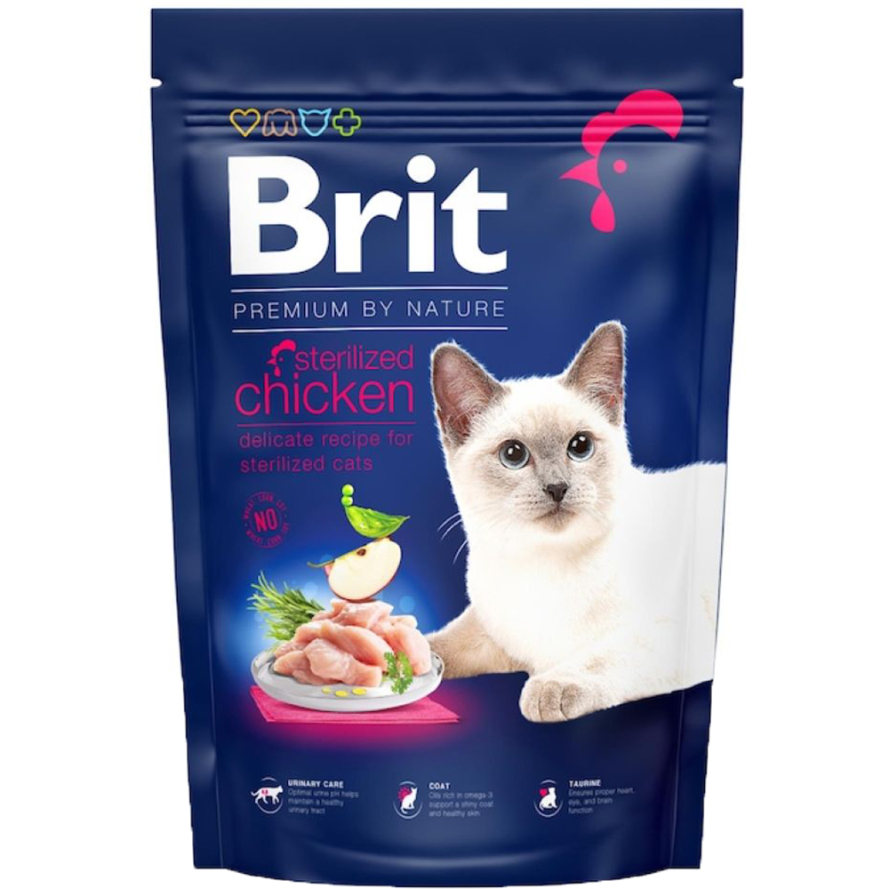 Hrana uscata pentru pisici BRIT Premium by Nature Sterilized, Adult, Pui, 1.5 kg