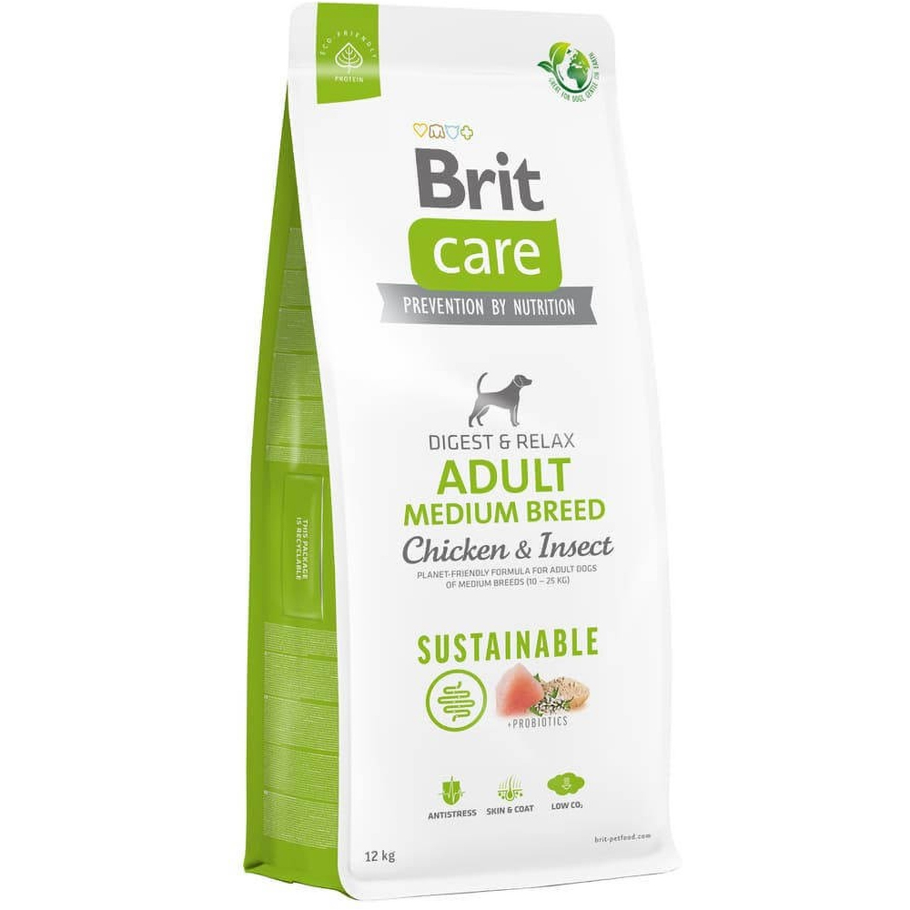 Hrana uscata pentru caini BRIT Sustainable Medium Breed, Adult, Pui, 12 kg
