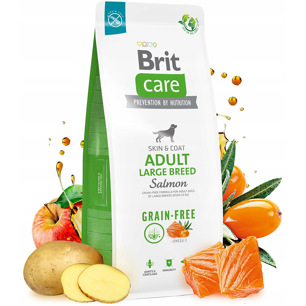 Hrana uscata pentru caini BRIT CARE Grain Free Large Breed, Adult, Somon, 12 kg