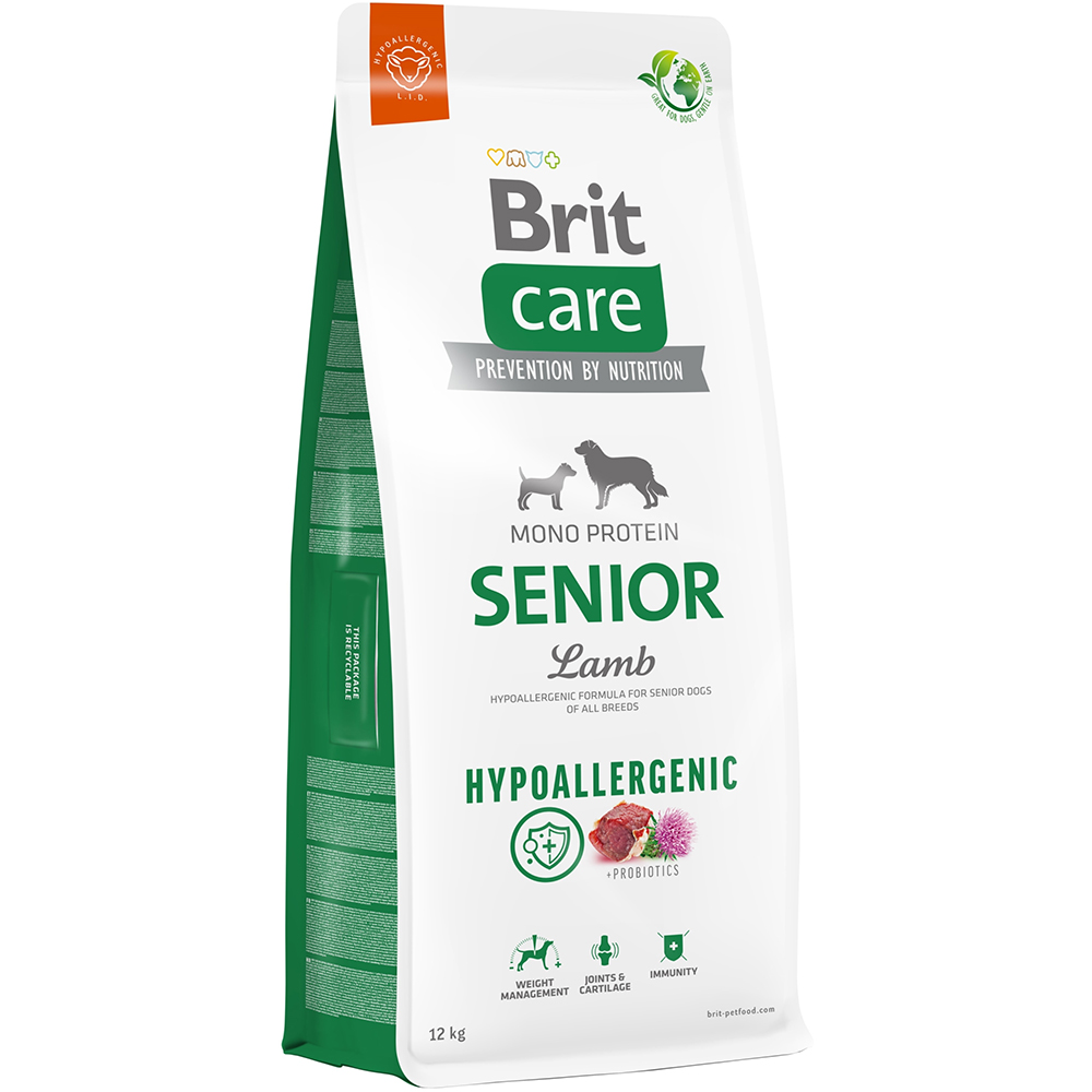 Hrana uscata pentru caini BRIT CARE Hypoallergenic, Senior, Miel, 12 kg