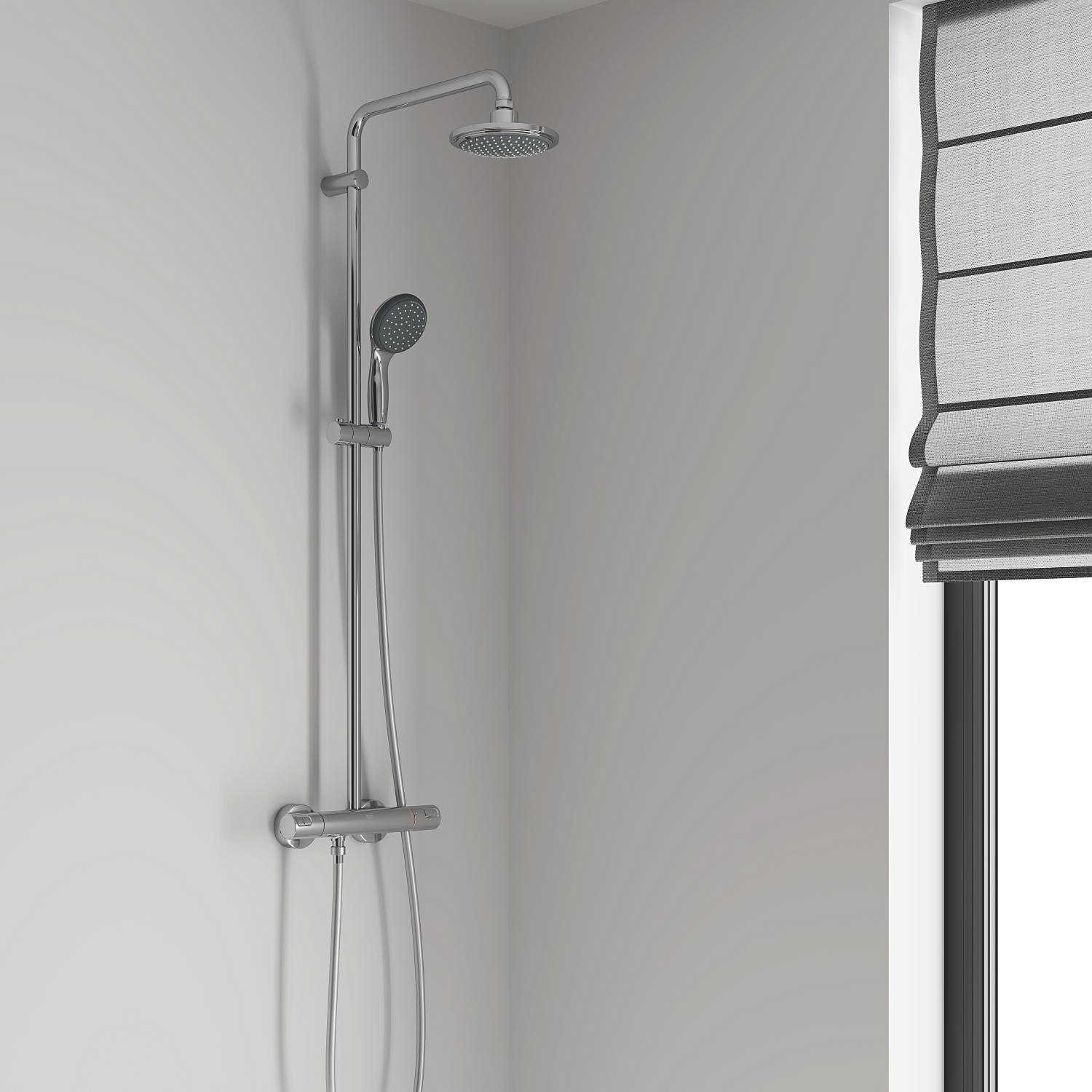 Set de dus reglabil Grohe Vitalio Start, baterie monocomanda, crom, cu termostat