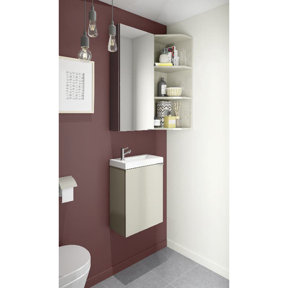 Lavoar baie GOODHOME Beni, rasina, 44.2 x 23.2 cm, alb lucios