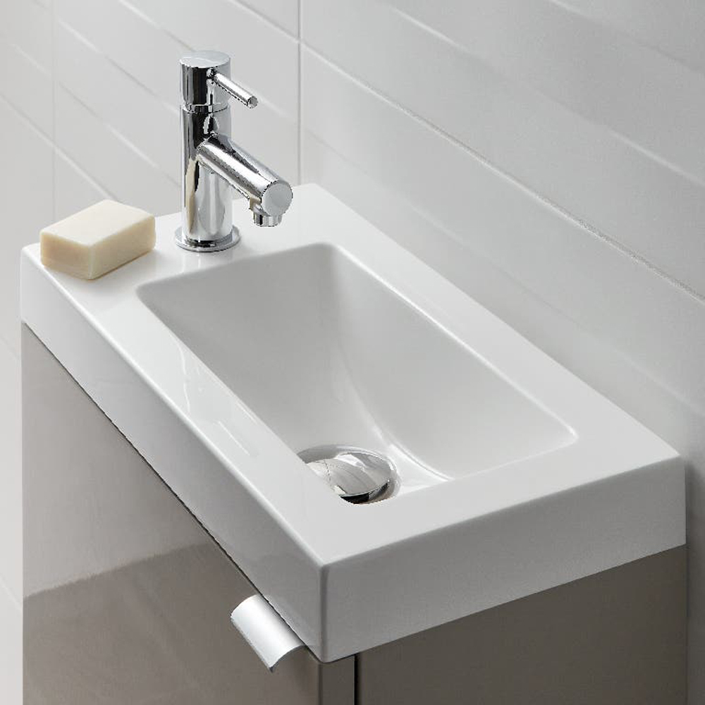 Lavoar baie GOODHOME Beni, rasina, 44.2 x 23.2 cm, alb lucios