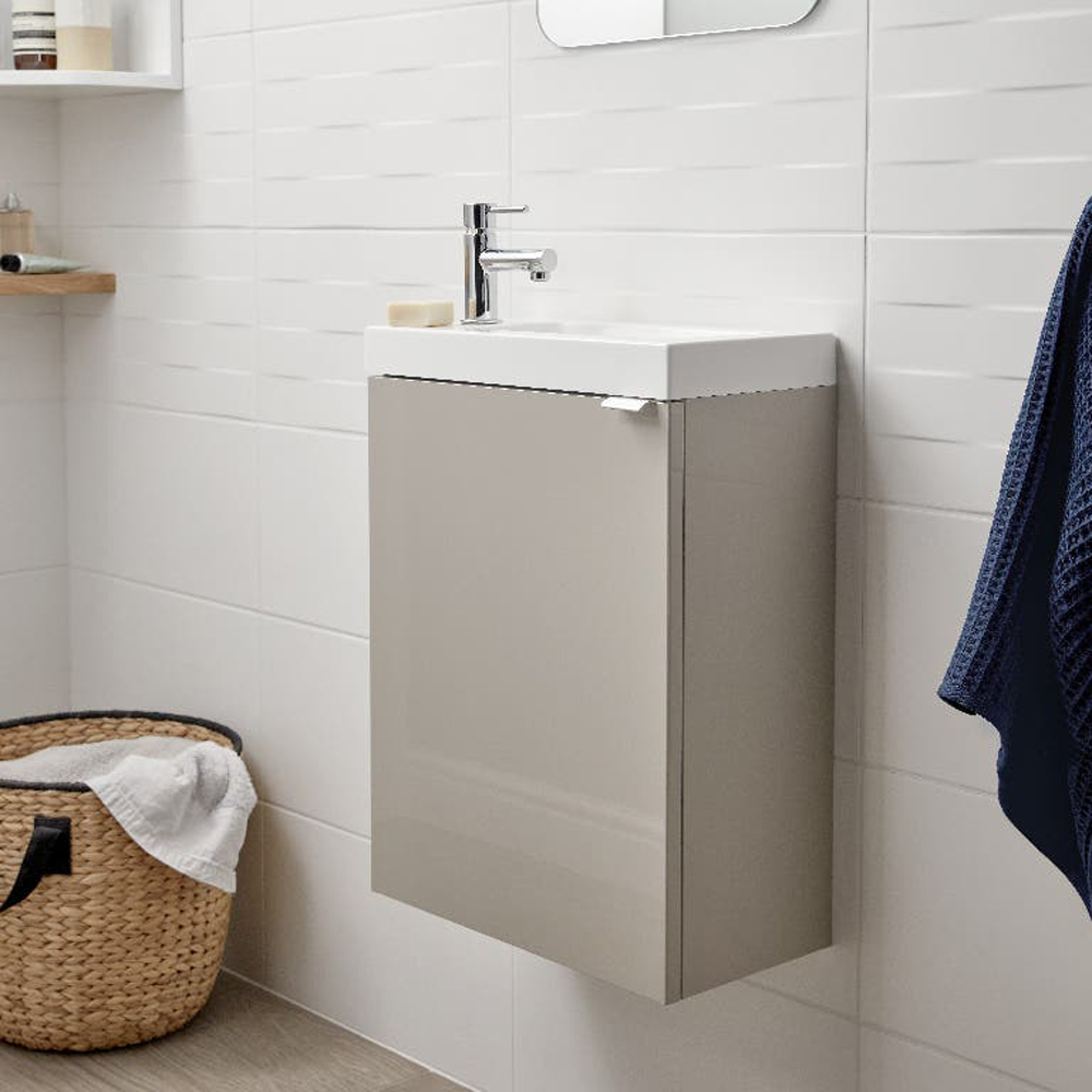 Lavoar baie GOODHOME Beni, rasina, 44.2 x 23.2 cm, alb lucios