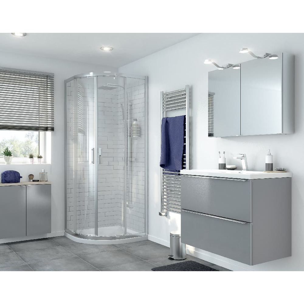 Cabina de dus GOODHOME Beloya, 80 x 80 x 195 cm, sticla securizata 8mm, profil argintiu