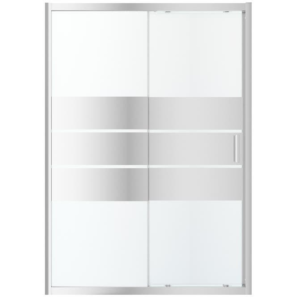 Usa dus glisanta GOODHOME Beloya, aluminiu, sticla oglinda, 140 x 195 cm, profil crom