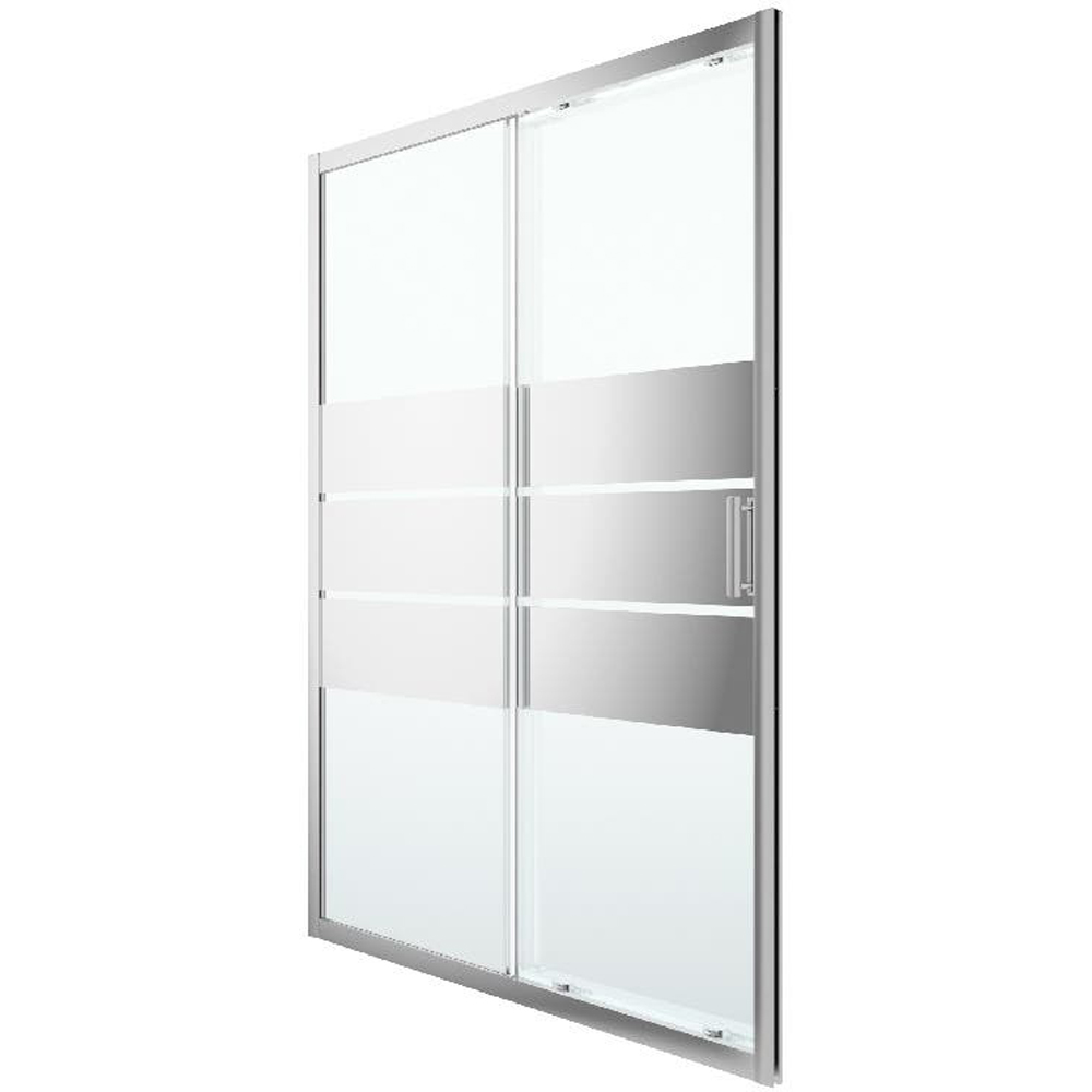 Usa dus glisanta GOODHOME Beloya, aluminiu, sticla oglinda, 140 x 195 cm, profil crom