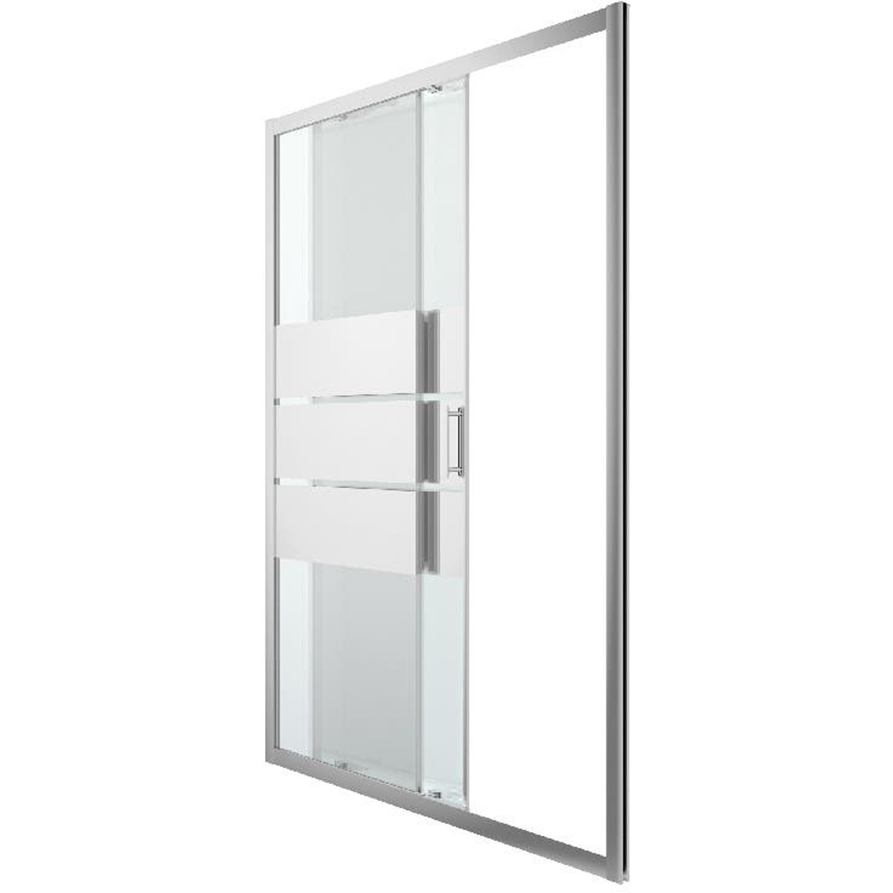 Usa dus glisanta GOODHOME Beloya, aluminiu, sticla oglinda, 140 x 195 cm, profil crom